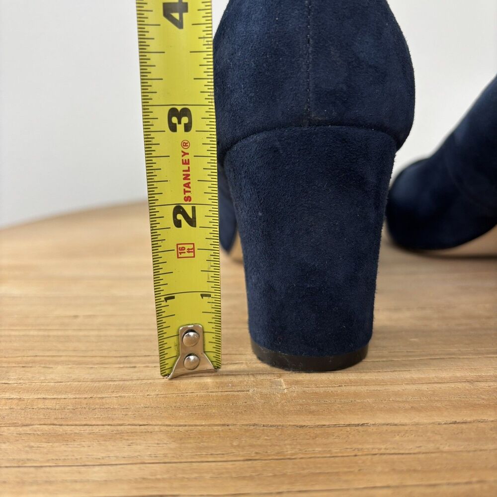 Talbots Navy Suede Leather Pumps Block Heel Size 8.5M Rhinestone Glam Event Chic - Picture 12 of 12